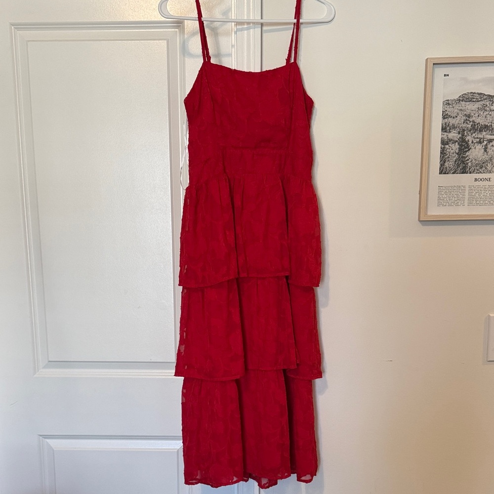 Lulu's Red Tiered Midi Dress